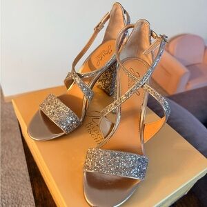 Jewel Badgley Mischka Glittery Silver Heels